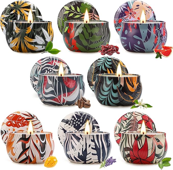 8 Pack Aromatherapy Candle Sets, Soy Wax Jar Candles Sets Gifts for Women, Long Lasting Scented Candles, Candles for Home Scented Ideal for Yoga, Meditation, Spa, Birthday, Christmas Gifts for Home