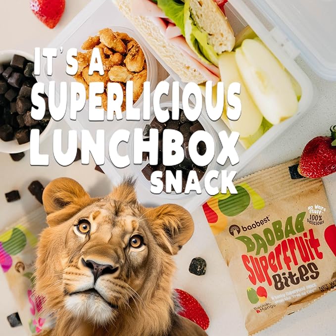 Baobest Superfruit Bites - Baobab Chews Raspberry Snack Pack - Vegan, Gluten Free, Preservative Free, Palm Oil Free, High Vitamin C Superfood Snack from The Tree of Life - 30 Servings