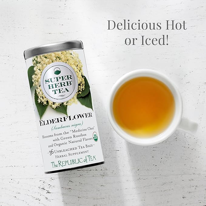 The Republic of Tea — Organic Elderflower SuperHerb Tea Refill, 36 Herbal Tea Bags, Naturally Caffeine-Free
