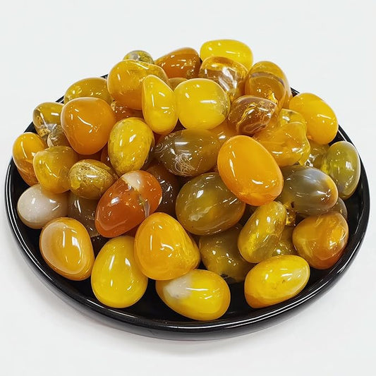 Yellow Agate Healing Crystal Stone Set - 24 Pieces, 0.6" Natural & Polished Stones for Healing, Meditation, Reiki, Chakra, Crafting & Decoration