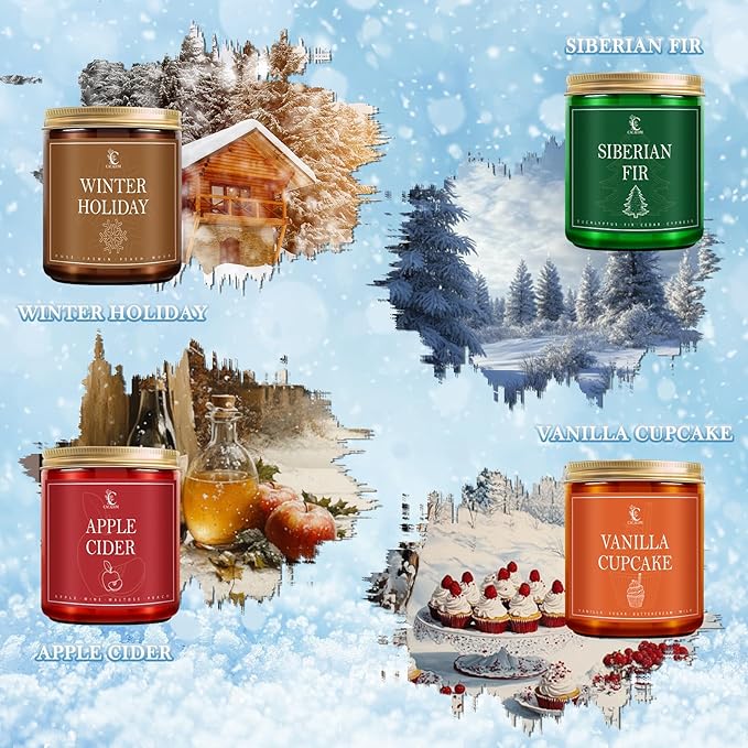 4 Packs Scented Candles for Home,Long Lasting Scented Candles Set, Aromatherapy Birthday Candles for Winter Fall Decorations, Halloween Chirtmas Gifts for Women Men Family
