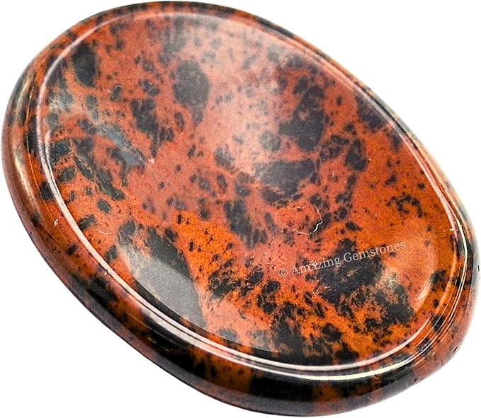 Amazing Gemstone Mahogany Obsidian Worry Stone Crystals and Healing Stones - Worry Stones for Stress Relief Gifts - Piedra Crystal Fidget for Meditation - Unique Stocking Stuffers Gifts for Women, Men