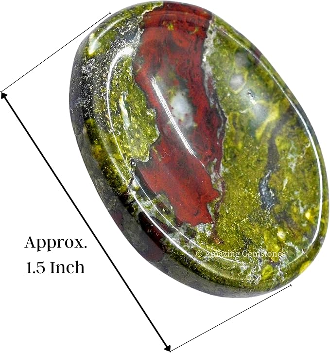 Amazing Gemstone Dragon Bloodstone Worry Stone Crystals and Healing Stones - Worry Stones for Stress Relief Gifts - Piedra Crystal Fidget for Meditation - Unique Stocking Stuffers and Birthday Gifts