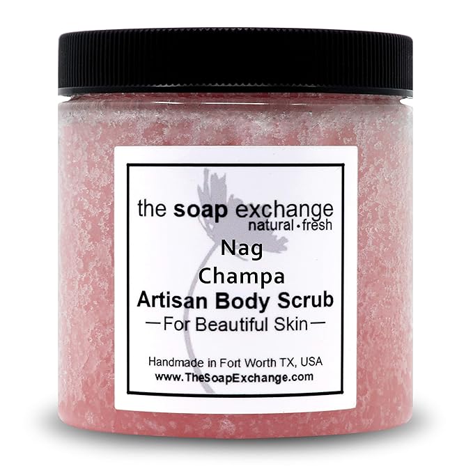 The Soap Exchange Sugar Body Scrub - Nag Champa Scent - Hand Crafted 8 fl oz / 240 ml Natural Artisan Skin Care, Shea Butter, Exfoliate, Moisturize, & Protect. Made in the USA.