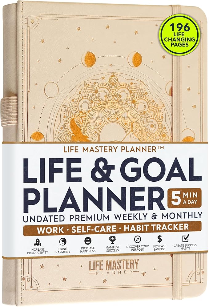 Life Mastery Planner - A 12 Month Journey to Crush Your Goals, Increase Productivity, Passion, Success & Happiness - Weekly & Monthly Life Planner, Habit-Tracker, Gratitude Journal & Organizer