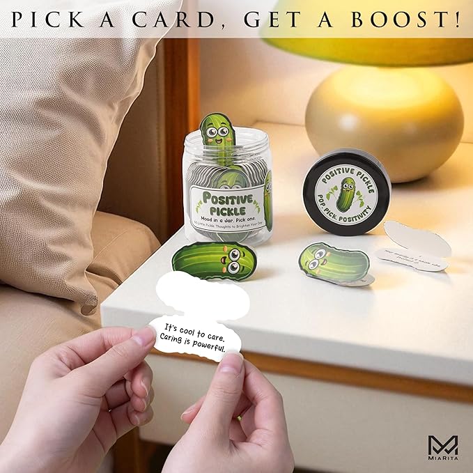 Emotional Supports Pickle Jar, 60 Affirmation Cards for Women, Positive Pickle Gifts, for Women, White Elephant Gifts, Teen Girl Gifts Trendy Stuff, Stocking Stuffers for Teen Girls