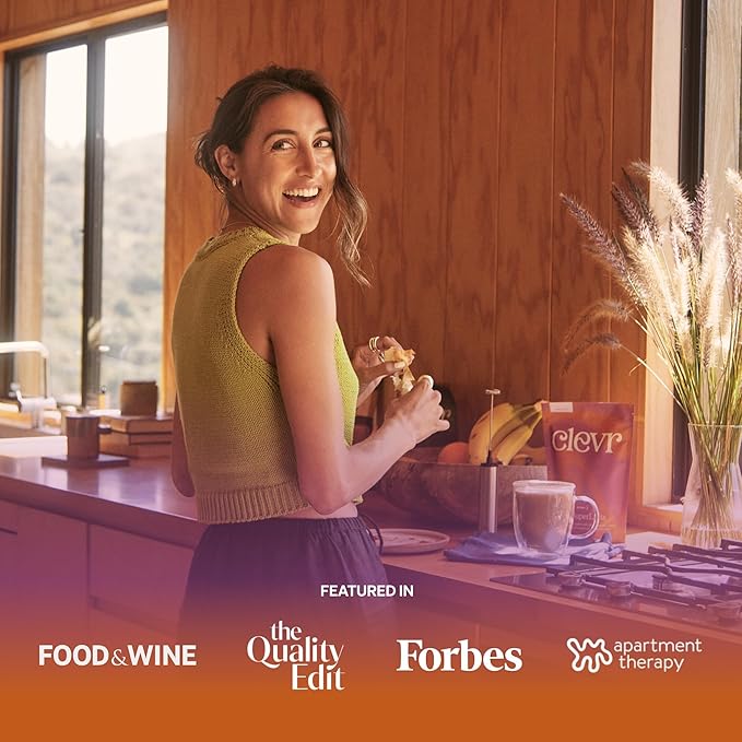 Clevr Blends Chai Tea Latte, Instant Superfood Powder Blend with Oat Milk, Lion’s Mane, Reishi Mushroom, Black Tea, Organic Spices, Coconut Cream, Ashwagandha, Oprah’s Favorite Things 2022 (14 Lattes)