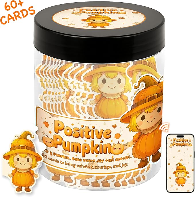 Positive Pumpkin Jar with 60 Daily Affirmation Cards, Emotional Support Pumpkin, Thanksgiving Decorations, Pumpkin Decorations, Pumpkin Gift, Thanksgiving Gifts, Fall Gifts For Women