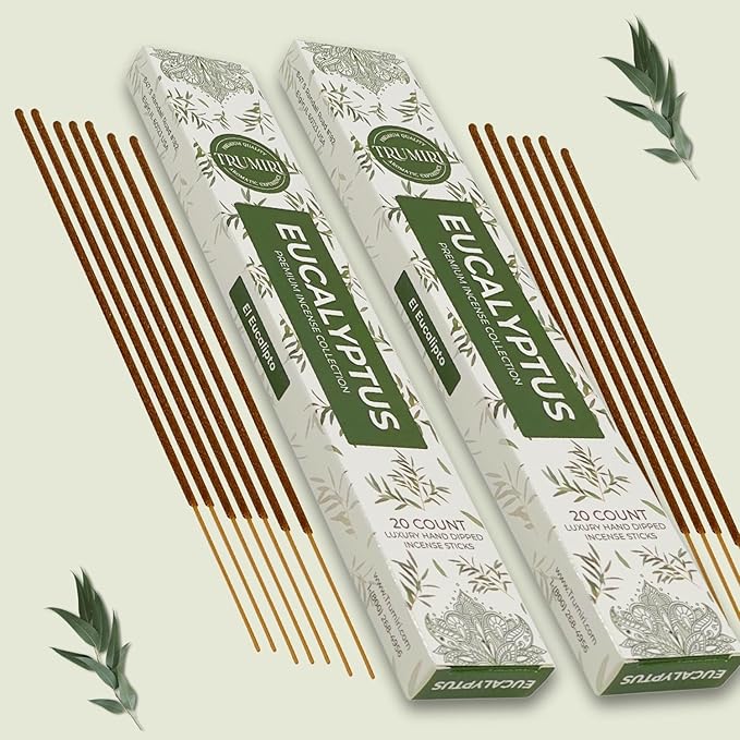 Eucalyptus Incense Sticks - Total 120 Insence-Sticks - 6 Packs of 20 Insense - Inciensos - Inscents - Natural Non Toxic Ingredients - Incents - Incence - Inscense - Insents