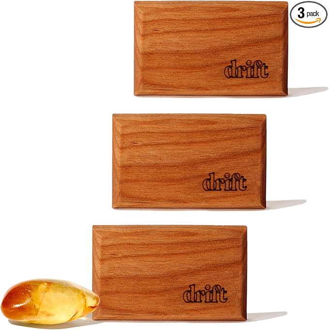 Drift Car Air Freshener - The Original Wood Air Freshener - Car Odor Eliminator - Long Lasting Scent - Metal Clip - Essential Oils - Clean Ingredients - Amber Scent 3 Pack Refill - NO CLIP INCLUDED