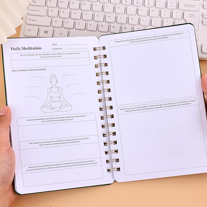emmoolife Meditation Practice Training Yoga Record Planner,Daily Deep Breathing Relax Planners Home Decor for Women, Gifts Birthday Christmas Gift for Desk Accessories for Girls Green