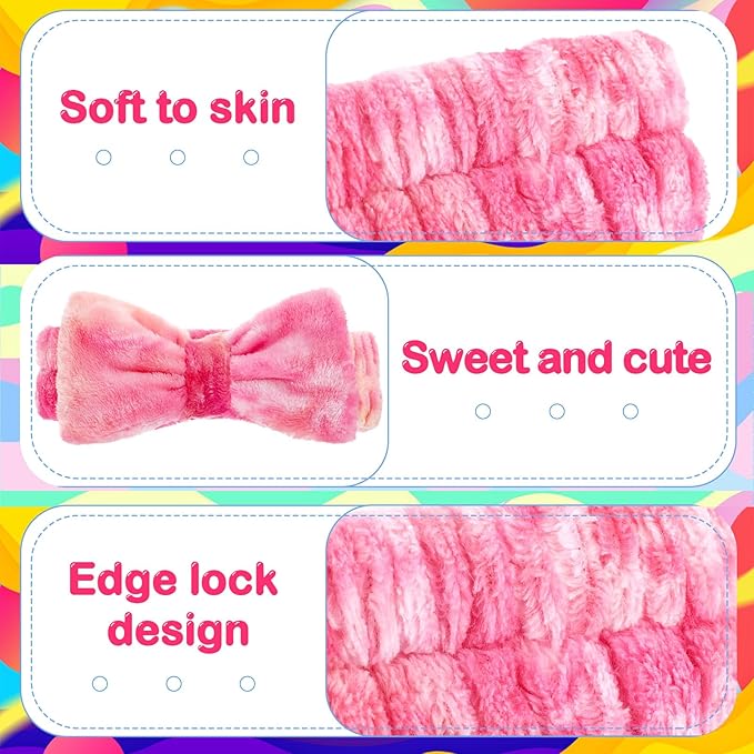 25 Pcs Spa Headband Bulk Makeup Headbands for Washing Face Cute Bow Hairbands Soft Coral Fleece Hairbands for Women Face Skin Care Makeup Spa Gift Shower Yoga(Novel Pattern)