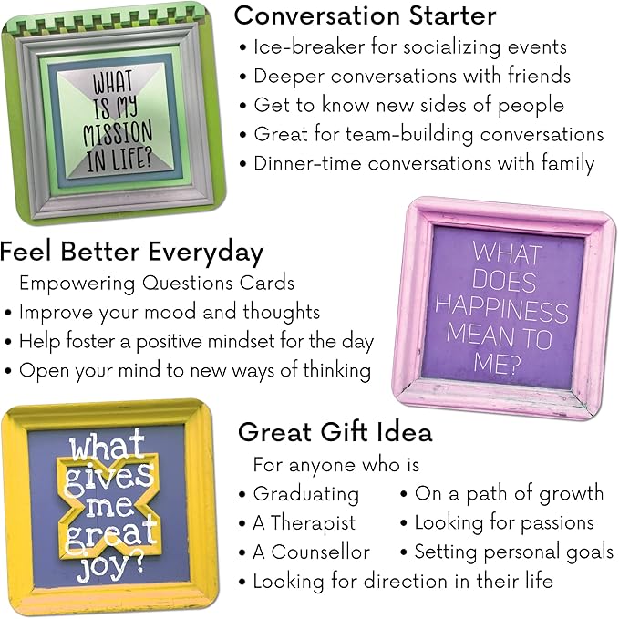 Sunny Present Empowering Questions Cards - 52 Self Care Cards for Mindfulness & Meditation, Writing, or Any Other Process You Choose - The Original Deck