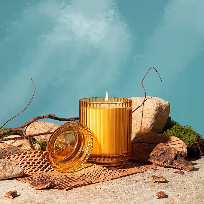 LA JOLIE MUSE Sandalwood & Patchouli Scented Candle, Candles for Home Scented, Luxury Glass Jar Candles for Gift and Home Decor, 80 Hours Long Burning, 12.3oz