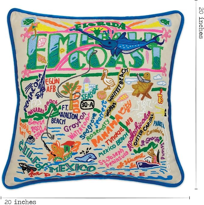 Catstudio Emerald Coast Embroidered Decorative Throw Pillow