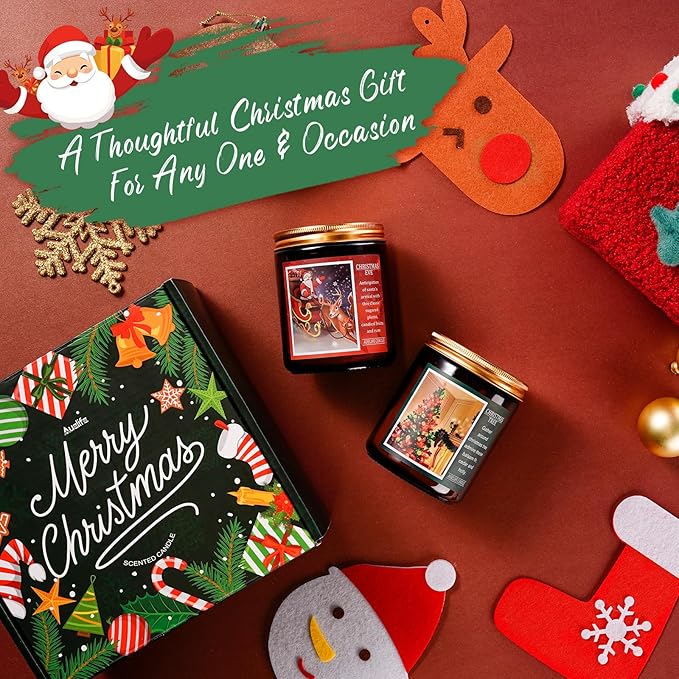 Christmas Tree Candle - Christmas Scented Candle, Aromatherapy Jar Candle for Home - Xmas Holiday Gifts for Women and Men, Soy Wax Candle for Home Scented, Cozy Winter Decoration, 7 oz