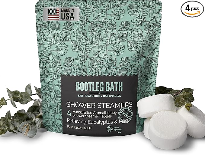 Shower Steamers Aromatherapy Eucalyptus and Mint 4 Pack, 100% Pure Essential Oil, All Natural, for Men and Women, Made in USA
