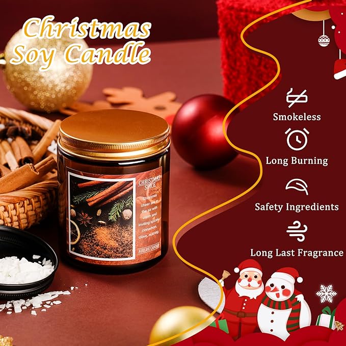 Christmas Candles | Christmas Wishes Scented Candle, Holiday Soy Wax Candles for Home Scented,Aromatherapy Gifts for Women and Men, Cozy Winter Candle for Home Decor, 7 oz