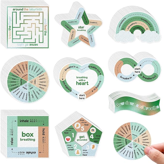 Libima 72 Pieces Anxiety Sensory Stickers Textured Stickers Fidget Mindfulness Sticker School Counselor Supplies Adult Sensory Items Anxiety Relief, 9 Styles(Fresh Color)