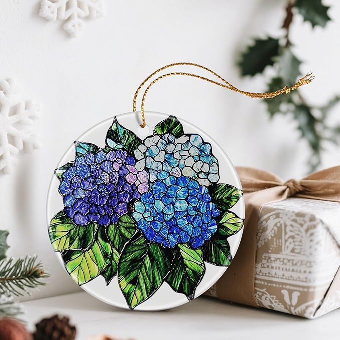 Blue Hydrangea Ornaments, Christmas Ornaments: Christmas Tree Decorations, Holiday Decor, Stocking Stuffers, Gift Ideas, Xmas Gift, Garden Gifts & Gifts for Flower Lover