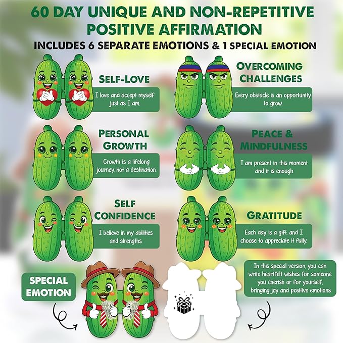 Motivational Pickle Jar for Dad – 60 Funny Affirmations & Positive Notes | Unique Gift for Fathers, Men, Coworkers | Self Care, Just Because Gift, Positive Cards, Uplifting Desk Decor