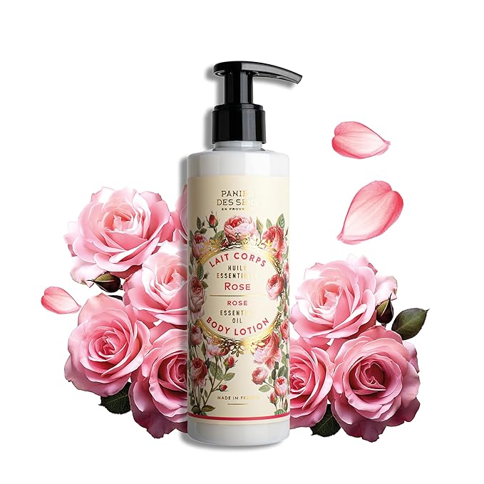 Panier des Sens β Rose Hand & Body Lotion for Dry Skin - Hydrating Body Cream for Women - Nourishing Fluid Body Moisturizer Shea Butter & Olive Oil - 97% Natural Ingredients Body Care - 8.45 Floz