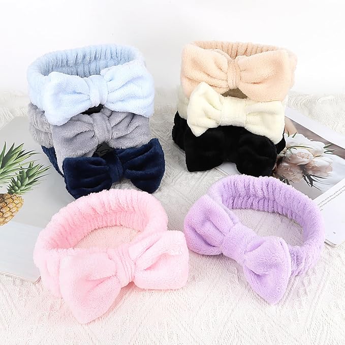 AMCAMI 8 Pack Skincare Spa Headband for Washing Face Makeup Face Wash Headband for Women Facial Towel Hairbands Spa Party Supplies for Girls Women