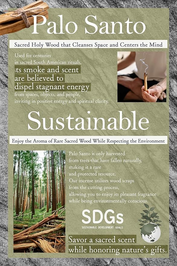 TOMORI Incense Sticks Palo Santo Approx 30pcs 100% Natural Wood Aroma Energy Cleansing No Synthetic Fragrance Yoga Meditation Stress Relief Japanese Incense