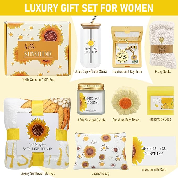 Birthday Gifts for Women, Friend, Mom, Sister Christmas Gifts, Self Care Gift Baskets, Relaxation Spa Gifts Set with Luxury Blanket, Unique Birthday, Mothers Day ,Valentines Day gifts for Her