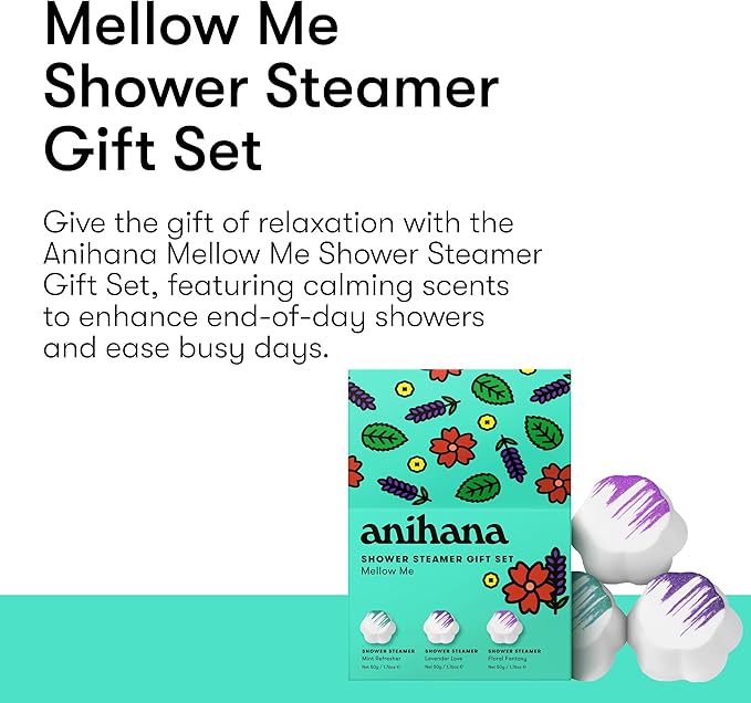ANIHANA Shower Steamers 3 Pack Gift Set with Essential Oils Paraben Free Mint Refresher, Lavender Love, Floral Fantasy, 1.76 oz Each