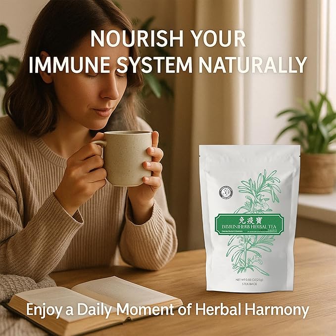 Herb Guru Immuniherb Herbal Tea Bags ā Herbal Teas Blend For Respiratory Comfort With Ginger, Licorice Root, Mint, & Chrysanthemum, 0.88 Ounces