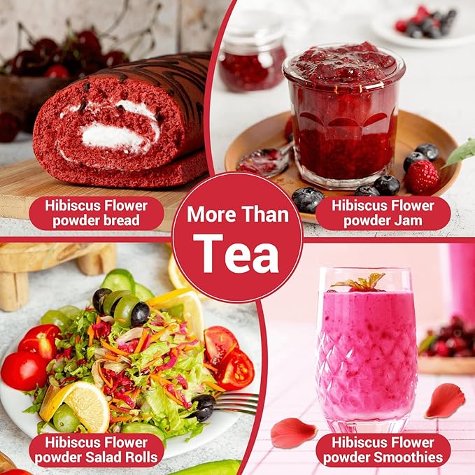 Hibiscus Tea Bags, Hibiscus Flower Herbal Tea - Caffeine & Sugar Free, 50 Teabags