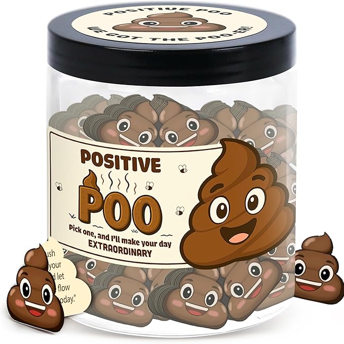 60 Positive Poo Cards Jar, Affirmation Cards for Women, Emotional Support Poo, Poop Gifts, Poop Emoji, Emotional Support Poop, Gag Gifts for Women