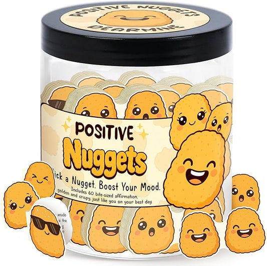 60 Positive Nuggets Card Jar, Affirmation Cards For Women, Men, Teens, Emotional Support Nuggets, Chicken Nuggets, Chicken Nuggets Gifts, Chicken Nugget Bracelet, Teen Girl Gifts Trendy Stuff