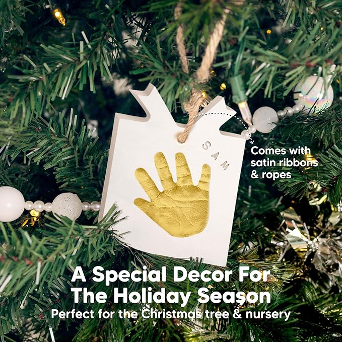 Baby Hand and Footprint Kit - Personalized Newborn Footprint Ornament, Clay Handprint Keepsake, Easy DIY Dog Paw Print Kit, Baby Shower Gifts for Boys, Girls, New Mom Gifts (Presents)