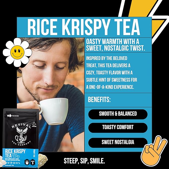 Revival Tea Company Rice Krispy Tea - Green Tea Blend with Toasted Rice and Marshmallow Flavor - 24 Tea Bags