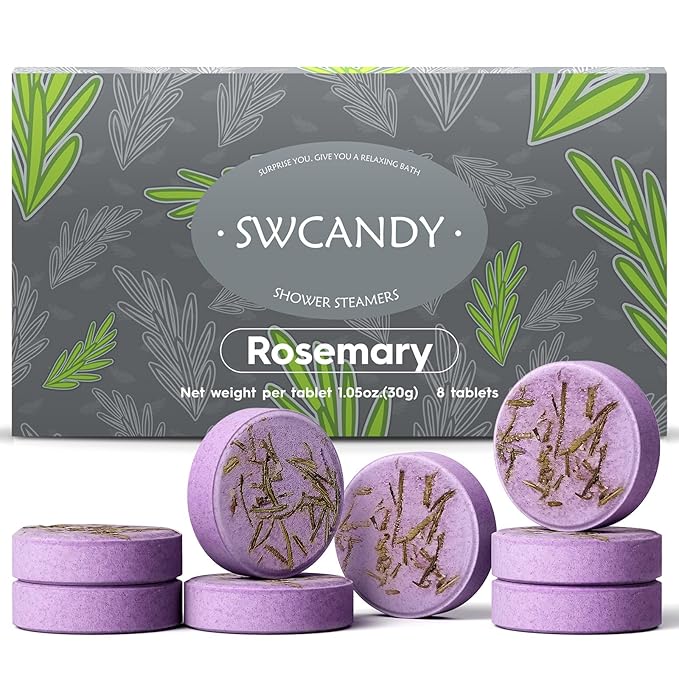 Aromatherapy Shower Steamers Birthday Day Gifts Rosemary - Swcandy 8 Pcs Bath Bombs Birthday Gifts for Women, Shower Bombs with Essential Oils, Relaxation Home SPA for Women Who Has Everything
