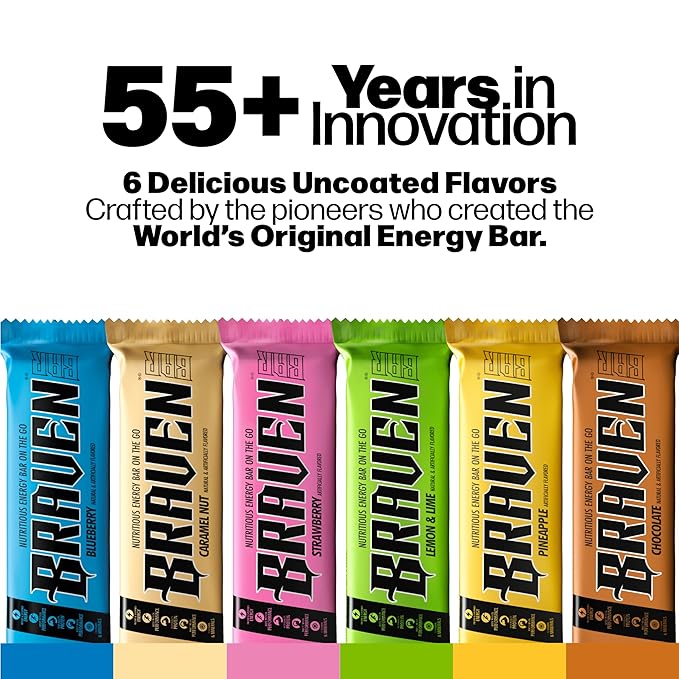 Braven Bar Variety Pack Energy Bars (1.59 oz, Pack of 10) – Energy Chews with 5g Protein – On-the-Go Snacks for Running, Hiking, and Sports - Gluten Free Snacks for Sustained Boost