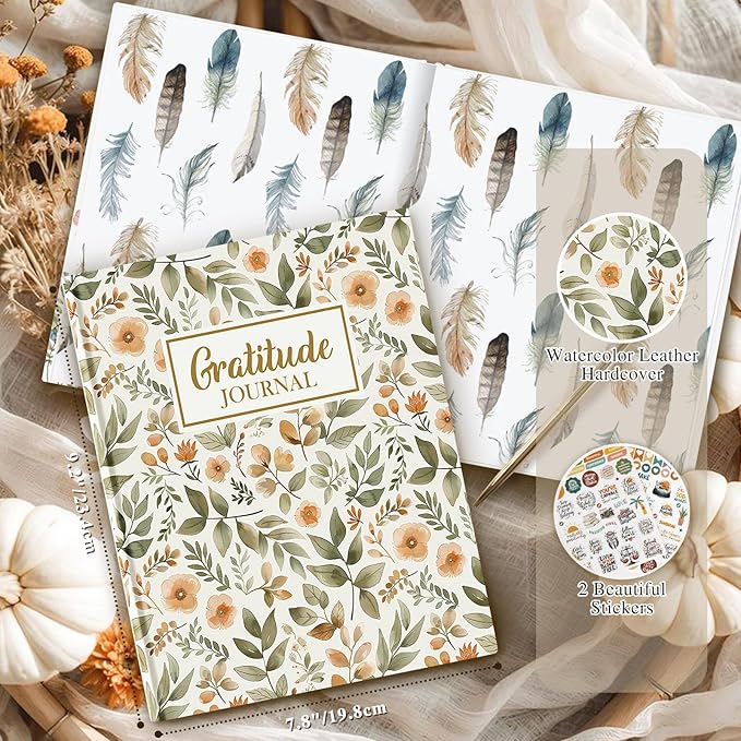 Lanpn Daily Gratitude Journal for Woman Men, The 5 Minute Gratitude Diary with Prompts, Leather Mindfulness Affirmation Planner, Mental Health Guided Notebook Better Every Day Reflection, 156 Page
