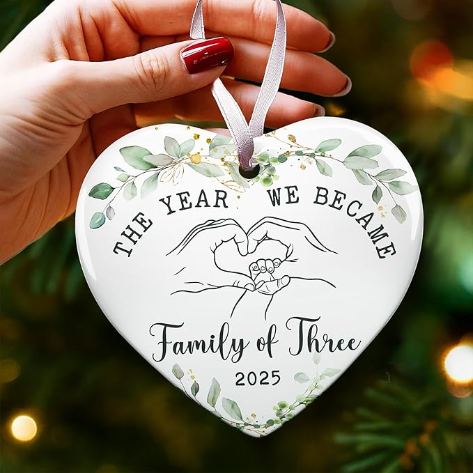 Baby First Christmas Ornament 2025 for New Parents, Celebrate Baby's First Christmas with This Unique 2025 Ornament, Ideal for New Mom and Dad, First Time As A Family of Three