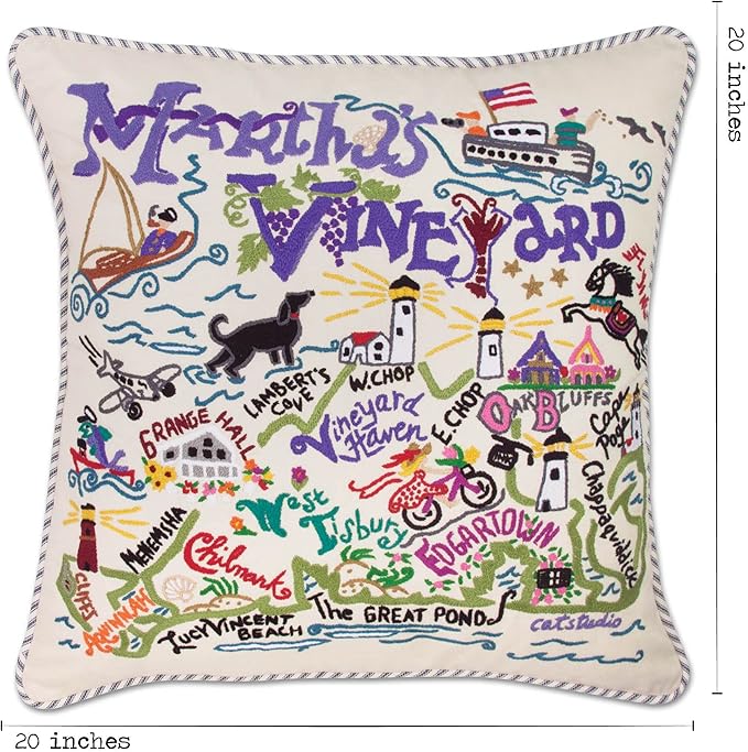Catstudio Martha's Vineyard Embroidered Decorative Throw Pillow
