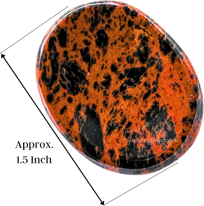 Amazing Gemstone Mahogany Obsidian Worry Stone Crystals and Healing Stones - Worry Stones for Stress Relief Gifts - Piedra Crystal Fidget for Meditation - Unique Stocking Stuffers Gifts for Women, Men