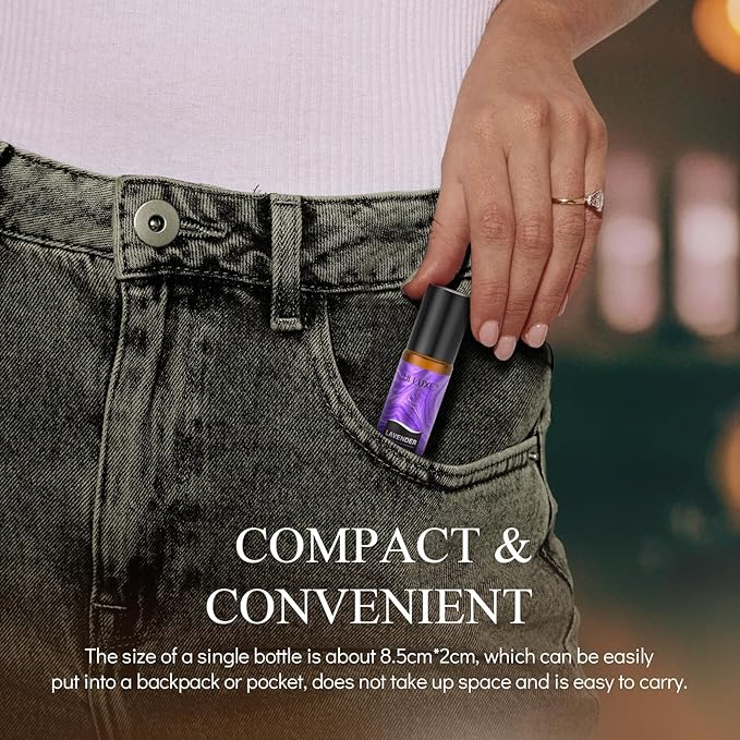 Essential Oils Roll On Set (Pack of 8) 8 Scent, Essential Oil Roller Set, Natural Aromatherapy Oil Blends for Skin, Self Care Gift Stocking Stuffers for Women and Men