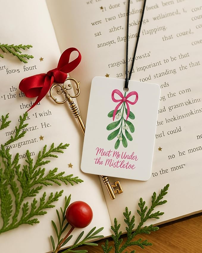 Pink and Green Christmas Berry Car Air Freshener 4 Pcs, Christmas Snowflake Mistletoe Tree Hanging Air Freshener for Cars Closet Drawer Books, Xmas Car Accessories Mirror Decor for Women Girls