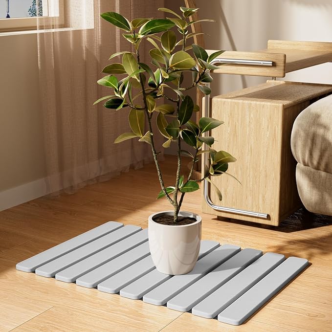 Foldable Stone Bath Mat, Quick Dry Stone Drying Mats for Bathroom, Super Absorbent Rollable Bath Mat, Non Slip, Large Diatomaceous Earth Dish Drying Mats for Kitchen Counter, 23.5 x 15.4in