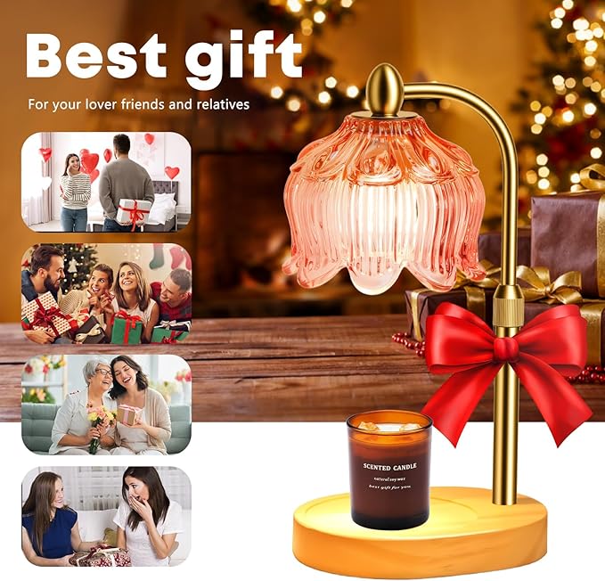 GEEZO Fragrance Candle Warmer Lamp,Electric Candle Warmer with Timer & Dimmer,Mom Christmas Birthday Gifts for Women, House Warming Gifts New Home Bedroom Decor