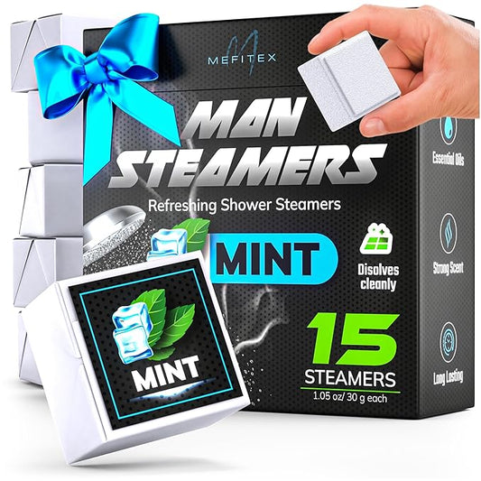Shower Steamers for Men 15 Pack Menthol Aromatherapy Shower Steamers, Strong Scent, Long Lasting, Premium Essential Oils, Gifts for Men Relaxation and Sinus Relief