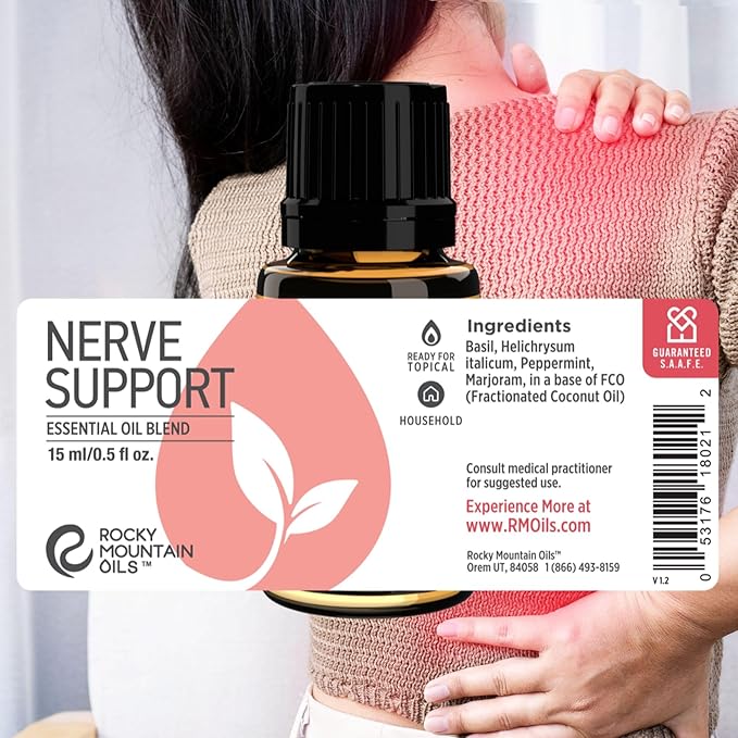 Rocky Mountain Oils Nerve Support Essential Oil Blend with 100% Pure and Natural Essential Oils - Relaxing Aromatherapy Oils for Diffuser, Massage Oil for Massage Therapy - 15ml