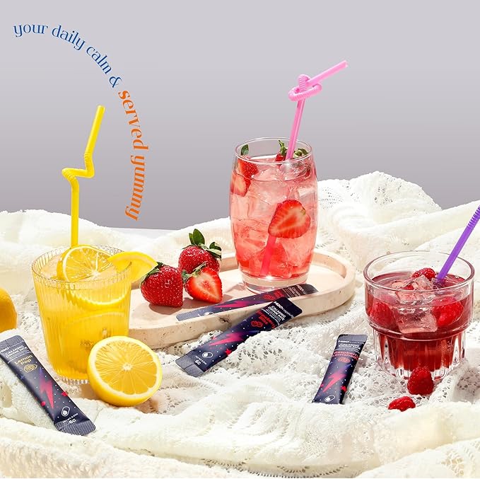 Calm Magnesium Glycinate Drink Mix with Electrolytes – Sugar Free Powder with Ashwagandha, L-Theanine, Vitamin B & GABA – Cortisol Support, Stress Relief, Hydration & Focus - 30 servings (Variety)