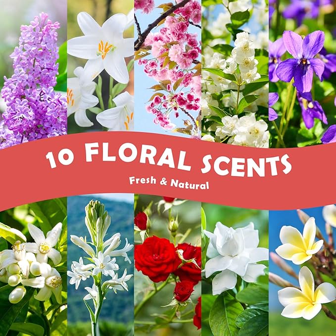 Floral Essential Oils, Holamay Premium Fragrance Oil for Candle Making, 5mlx10, Soap Making Scents - Rose, Jasmine, Neroli, Gardenia, Lilac and More, Aromatherapy Essential Oils for Diffusers for Home